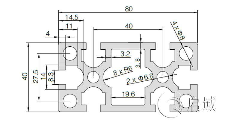 QY-8-4080GW鋁型材圖紙