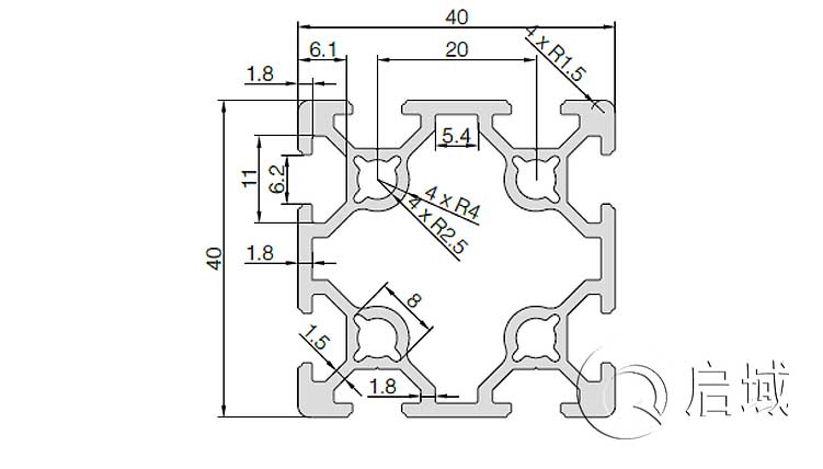 QY-6-4040S鋁型材圖紙